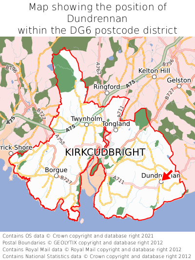 Map showing location of Dundrennan within DG6