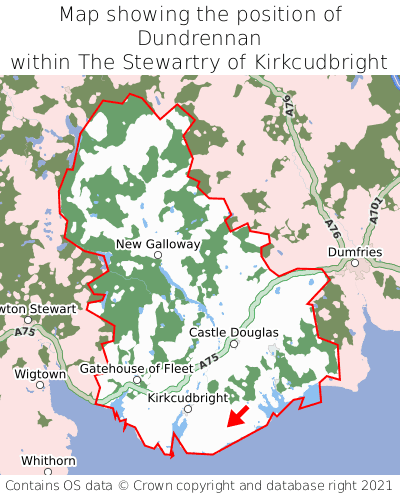 Map showing location of Dundrennan within The Stewartry of Kirkcudbright