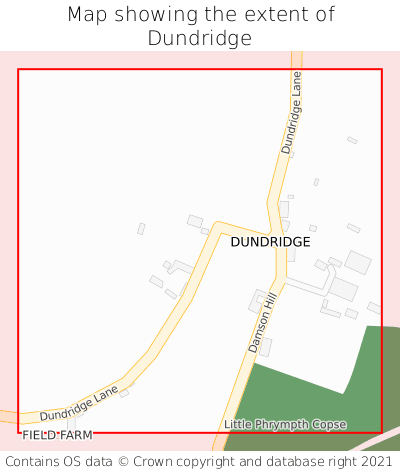 Map showing extent of Dundridge as bounding box