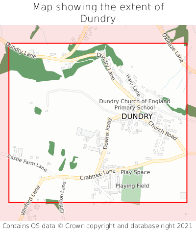 Map showing extent of Dundry as bounding box