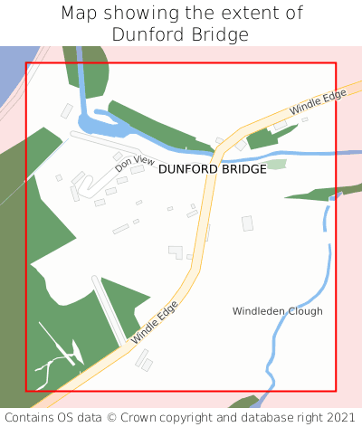 Map showing extent of Dunford Bridge as bounding box