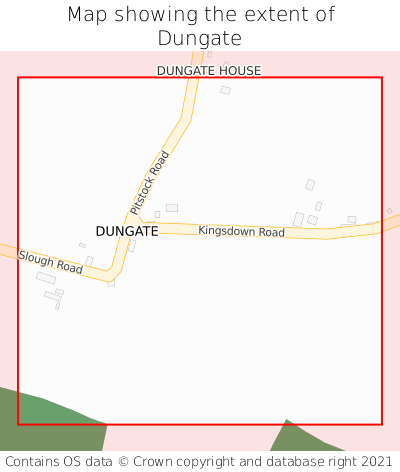 Map showing extent of Dungate as bounding box