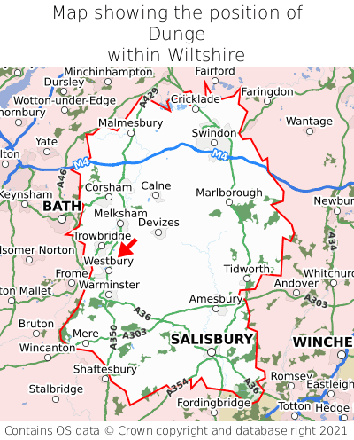 Map showing location of Dunge within Wiltshire