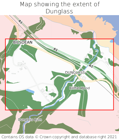 Map showing extent of Dunglass as bounding box