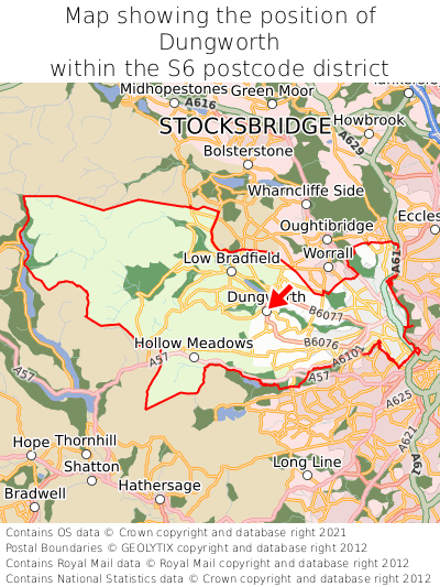 Map showing location of Dungworth within S6