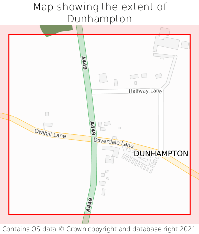 Map showing extent of Dunhampton as bounding box