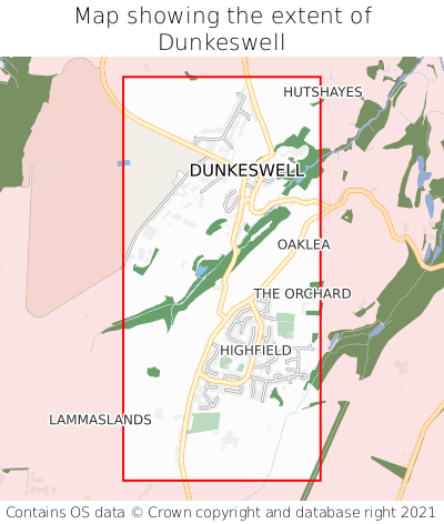 Map showing extent of Dunkeswell as bounding box