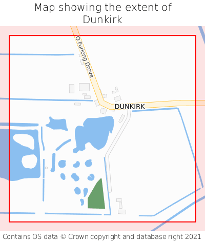 Map showing extent of Dunkirk as bounding box