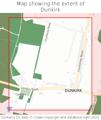 Map showing extent of Dunkirk as bounding box