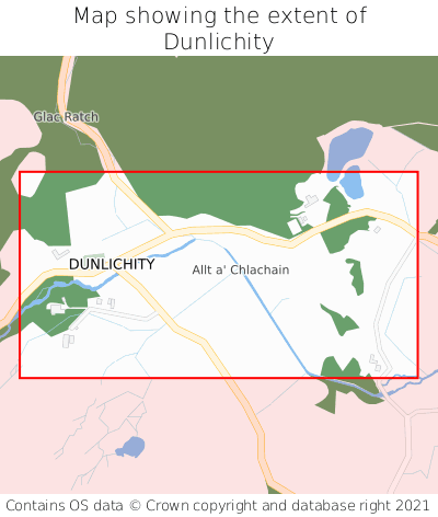 Map showing extent of Dunlichity as bounding box