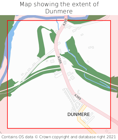 Map showing extent of Dunmere as bounding box