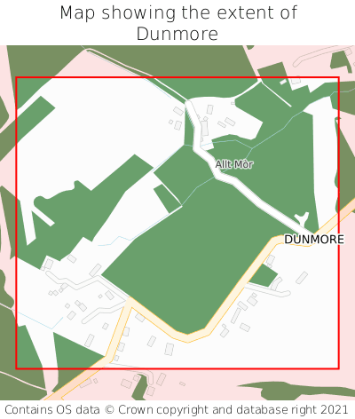 Map showing extent of Dunmore as bounding box