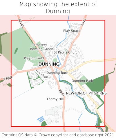 Map showing extent of Dunning as bounding box