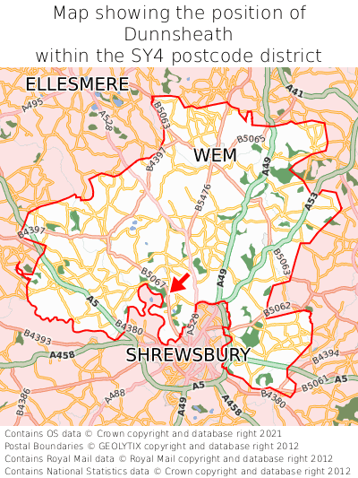 Map showing location of Dunnsheath within SY4