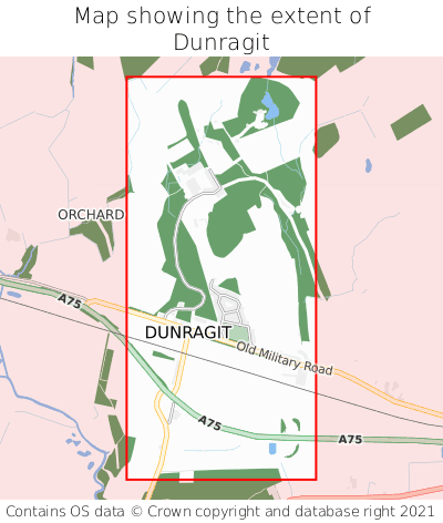 Map showing extent of Dunragit as bounding box
