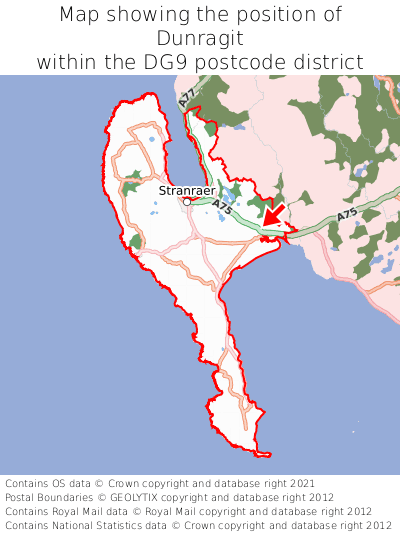 Map showing location of Dunragit within DG9