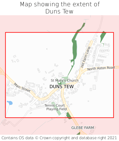 Map showing extent of Duns Tew as bounding box