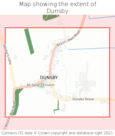 Map showing extent of Dunsby as bounding box