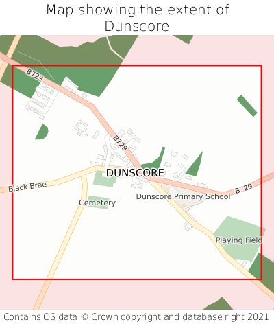 Map showing extent of Dunscore as bounding box