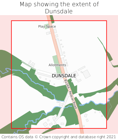 Map showing extent of Dunsdale as bounding box