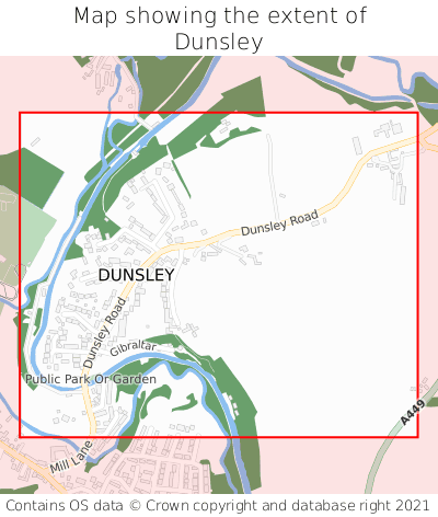 Map showing extent of Dunsley as bounding box
