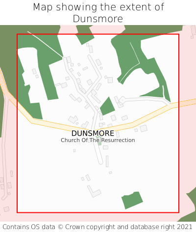 Map showing extent of Dunsmore as bounding box