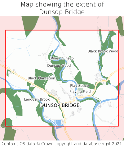 Map showing extent of Dunsop Bridge as bounding box