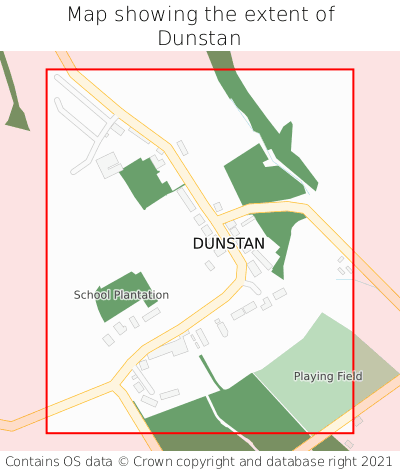 Map showing extent of Dunstan as bounding box