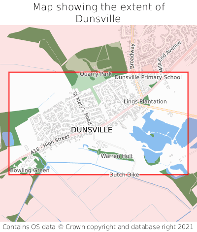 Map showing extent of Dunsville as bounding box