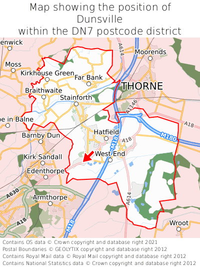 Map showing location of Dunsville within DN7