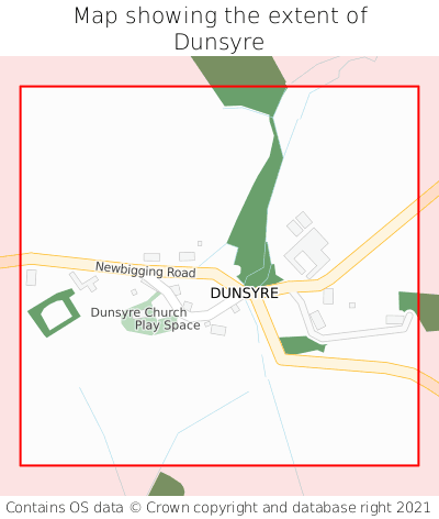 Map showing extent of Dunsyre as bounding box