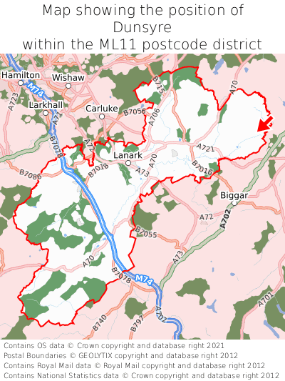 Map showing location of Dunsyre within ML11