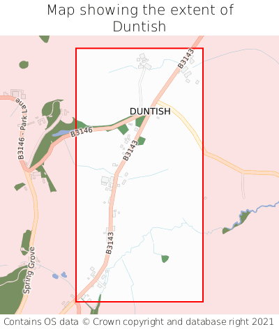 Map showing extent of Duntish as bounding box