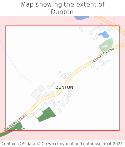 Map showing extent of Dunton as bounding box