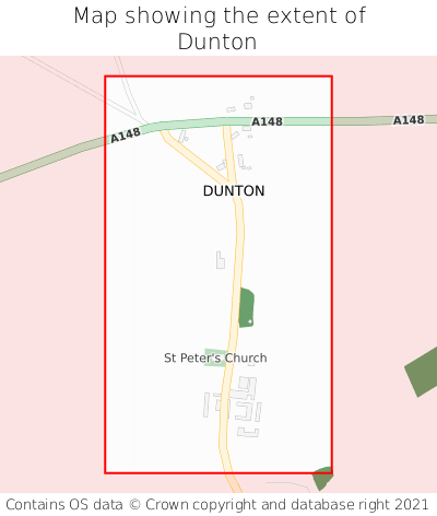 Map showing extent of Dunton as bounding box