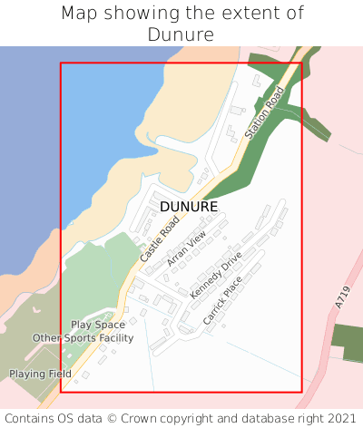 Map showing extent of Dunure as bounding box