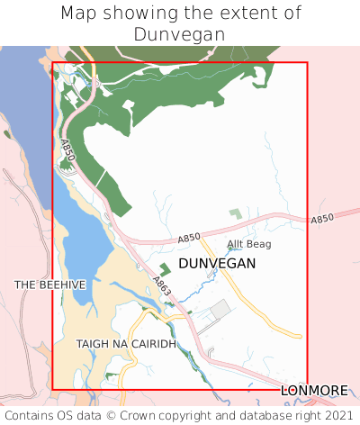 Map showing extent of Dunvegan as bounding box