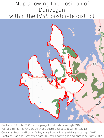 Map showing location of Dunvegan within IV55