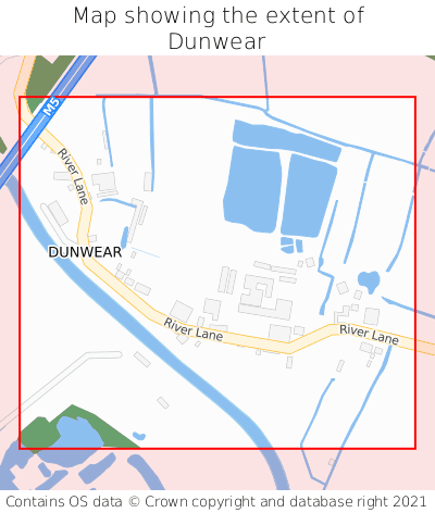 Map showing extent of Dunwear as bounding box