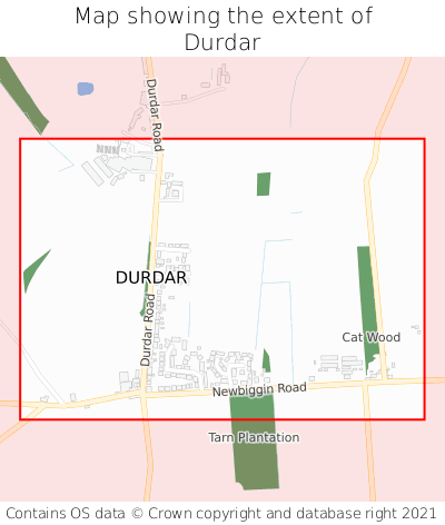 Map showing extent of Durdar as bounding box