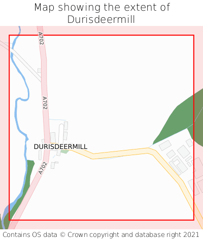 Map showing extent of Durisdeermill as bounding box