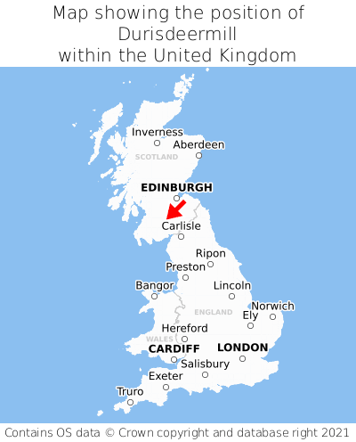 Map showing location of Durisdeermill within the UK