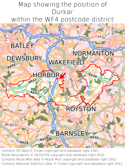 Map showing location of Durkar within WF4