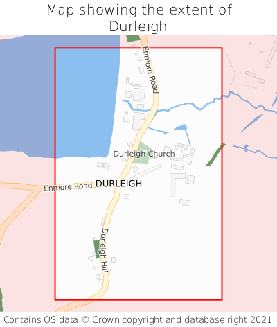 Map showing extent of Durleigh as bounding box