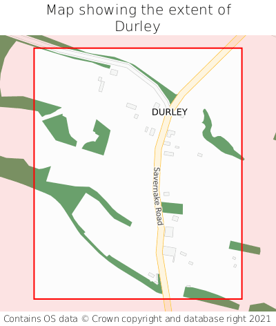 Map showing extent of Durley as bounding box
