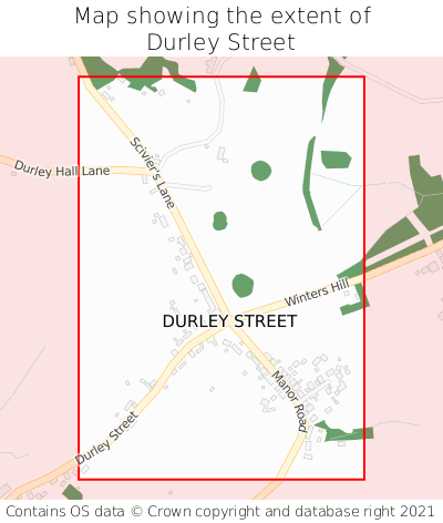 Map showing extent of Durley Street as bounding box