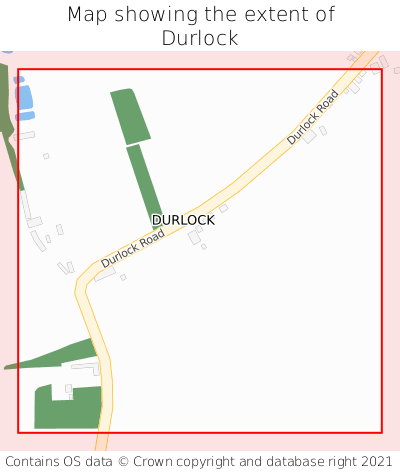 Map showing extent of Durlock as bounding box