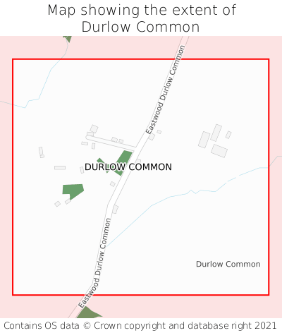 Map showing extent of Durlow Common as bounding box