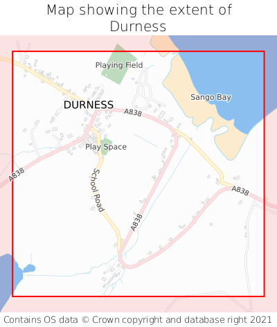 Map showing extent of Durness as bounding box