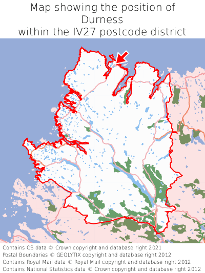 Map showing location of Durness within IV27